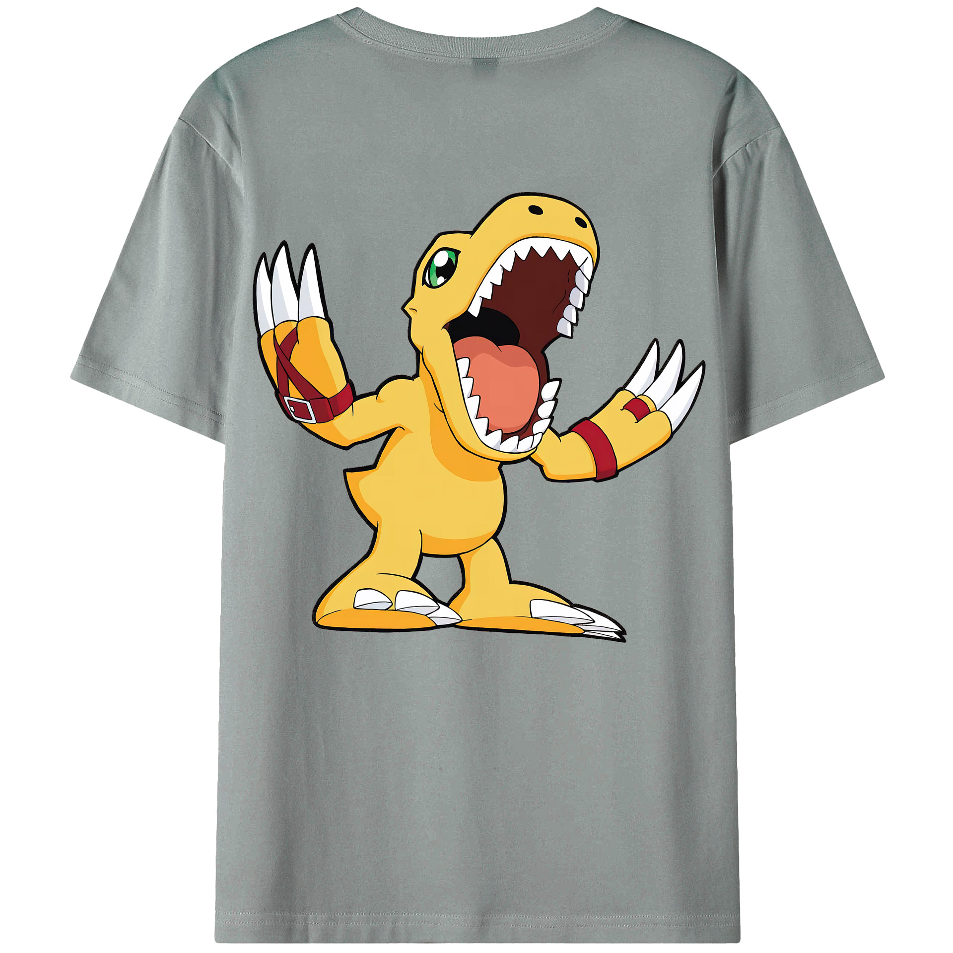 （画像用） Digimon デジタルモンスター/デジモン 綿100％ メンズ半袖Tシャツ（バックプリント） 通気性